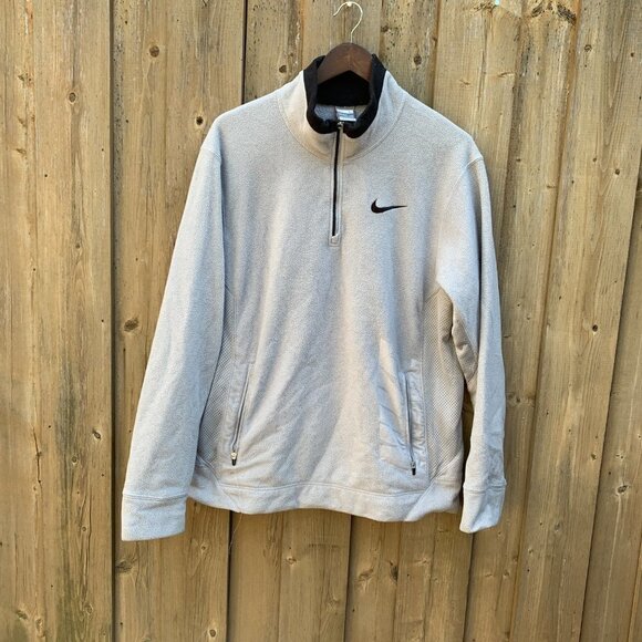 Vintage Gray Tab Fleece Nike Half Zip Therma Jacket Large - Picture 4 of 5